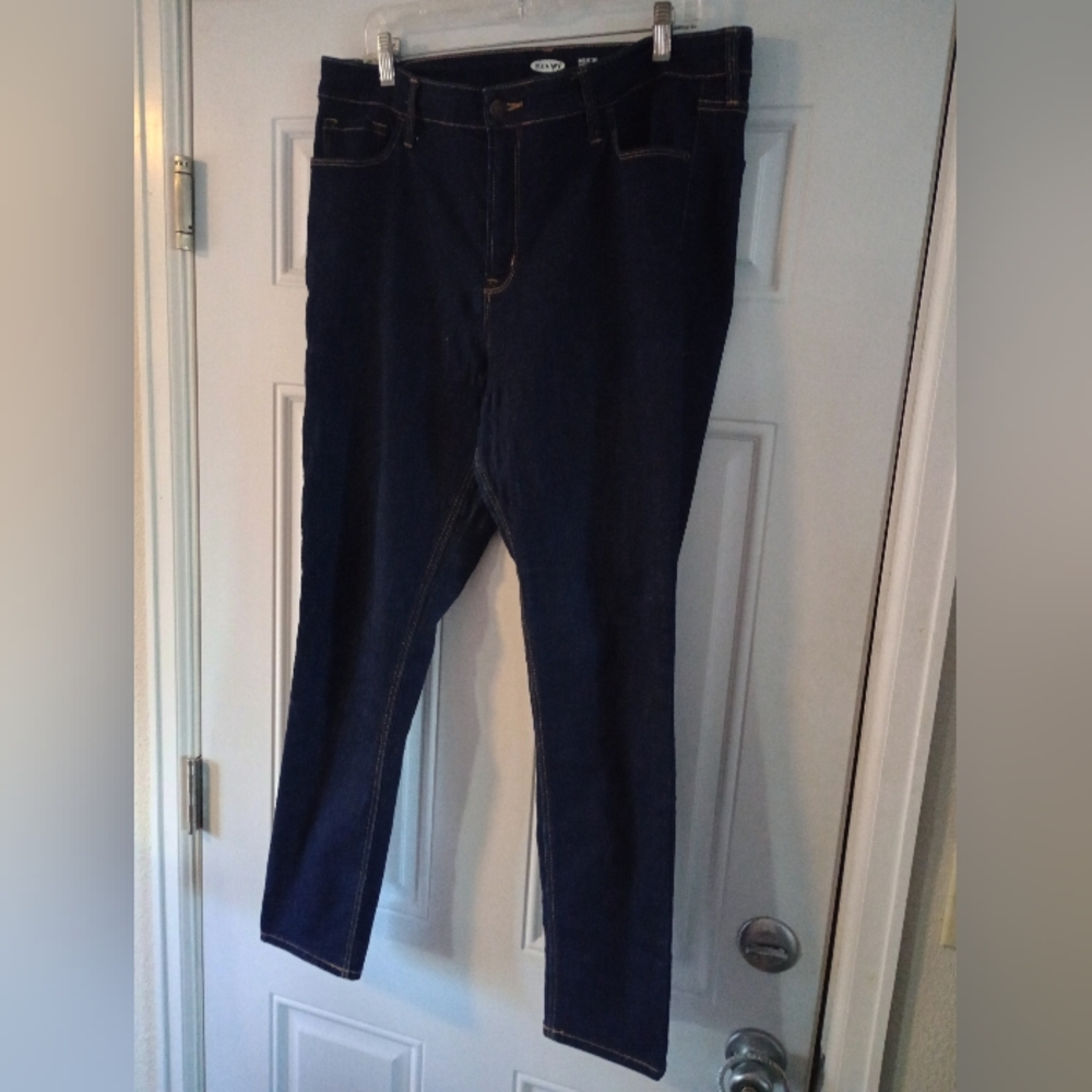 Old Navy D. Blue Plus Rockstar Super Skinny High Rise Secret Slim Pockets SZ 16